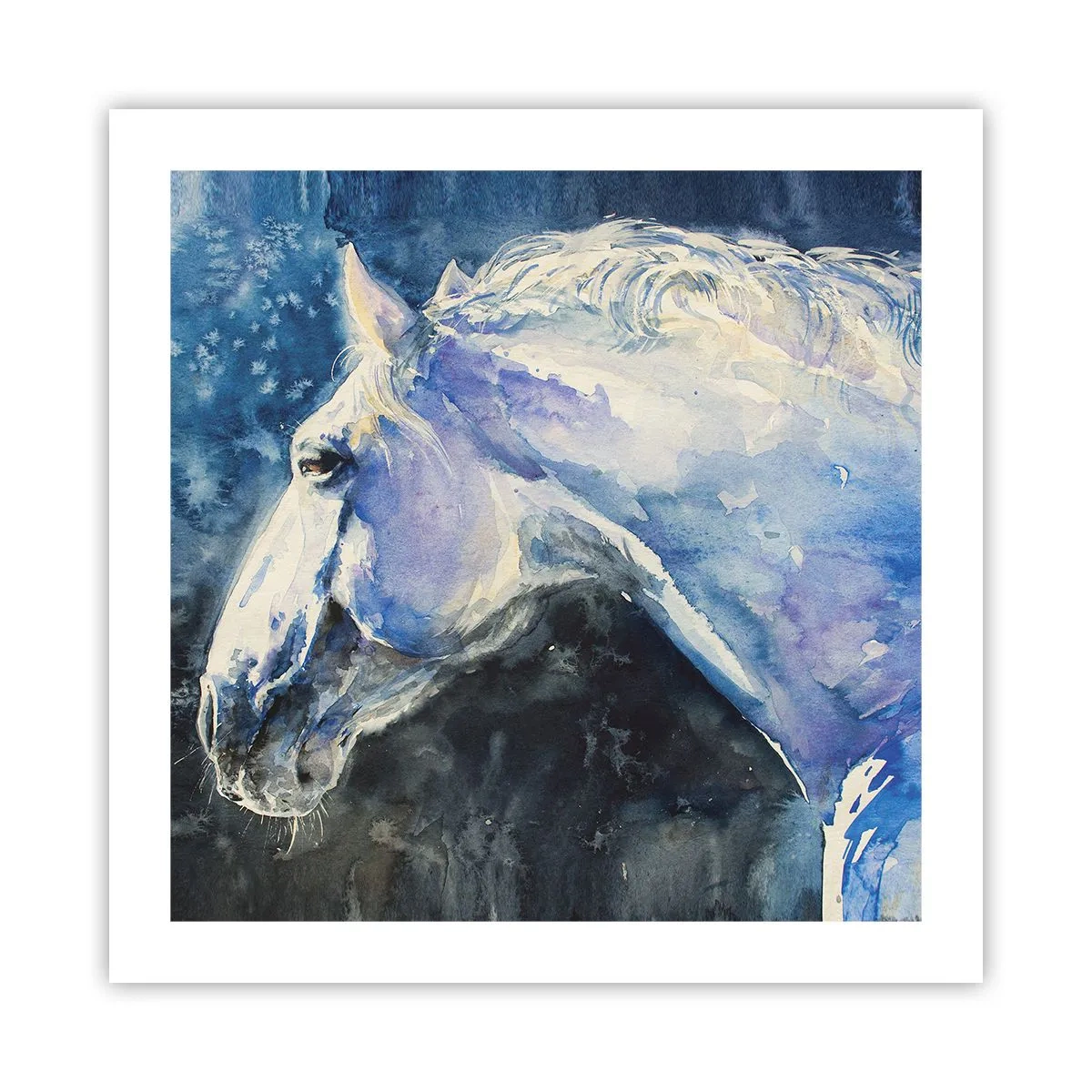 Pôster - Retrato com um brilho azul - 50x50 cm