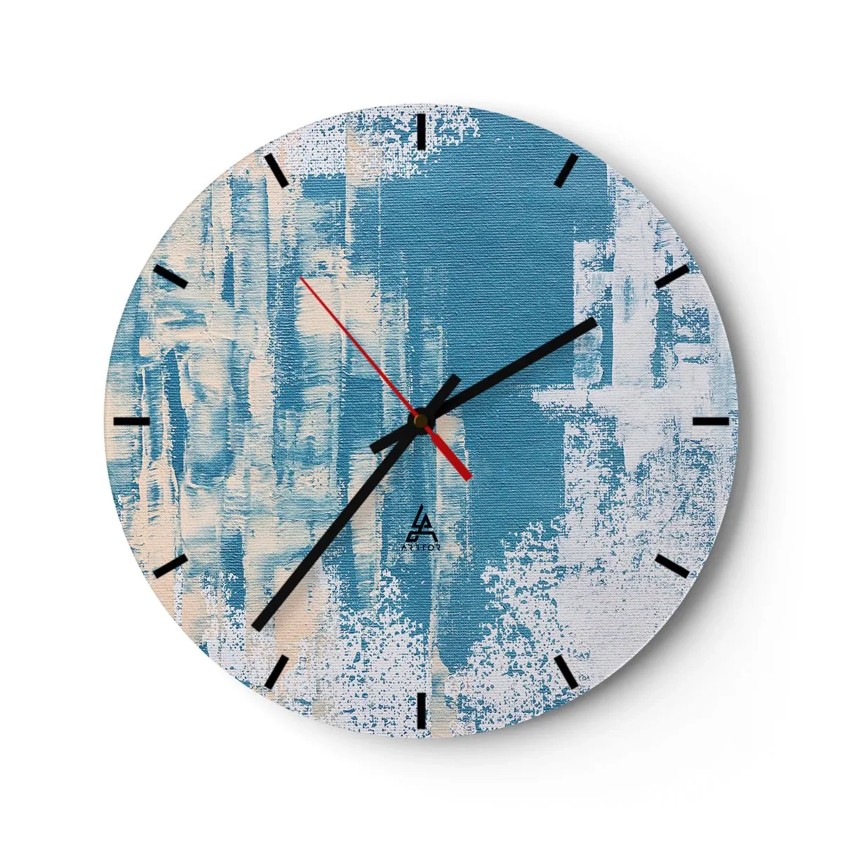 Relógio de parede - Relógio em vidro - Uma abstração azul que lembra a textura do gelo - 30x30cm - Através da estalactite de gelo - Decoração de parede moderna para a sala de estar, cozinha e quarto ARTTOR