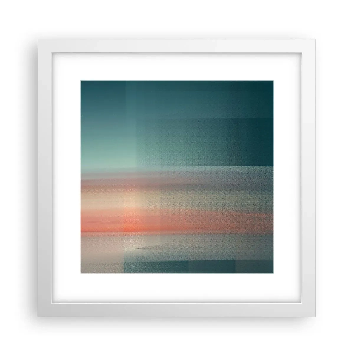 Pôster em moldura branca - Resumo: ondas de luz - 30x30 cm