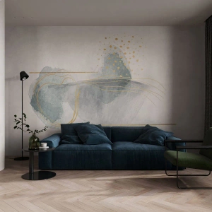 Papel de Parede Autocolante Deluxe Sticker - Sobre a relação entre o cinza e o dourado - Abstração, Pedaço, Formas interessantes - 500x350 cm