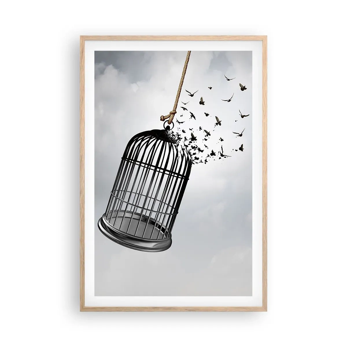 Pôster com moldura de carvalho claro - Fé... Esperança... Liberdade! - 61x91 cm