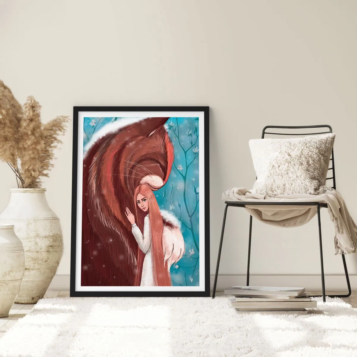 Pôster com moldura preta - Uma presença sentida - 50x70cm - Bem-vindo ao conto de fadas - Decoração de parede moderna para a sala de estar e quarto ARTTOR