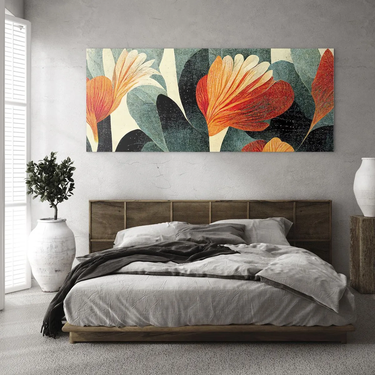 Quadro em vidro - O calor dos trópicos e o frescor da vegetação - 160x50 cm