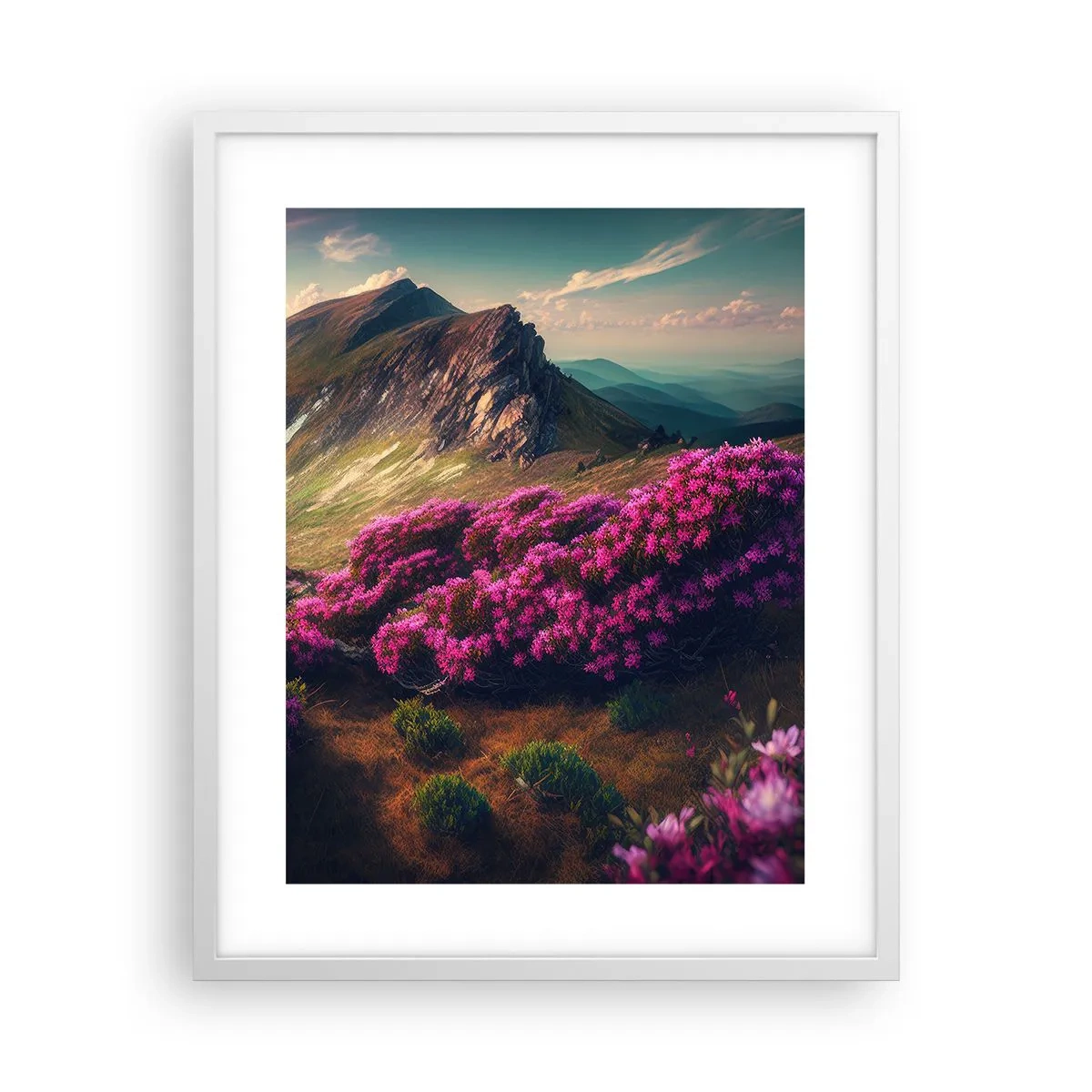 Pôster em moldura branca - Verão nas montanhas - 40x50 cm