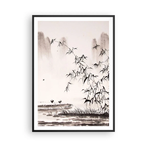 Pôster com moldura preta - O silêncio dos campos de arroz - 70x100 cm