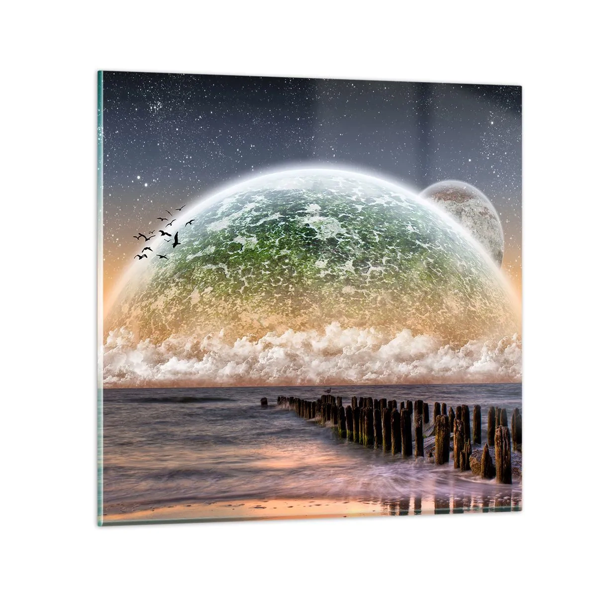 Quadro em vidro - E o mundo emergiu da água - 60x60 cm