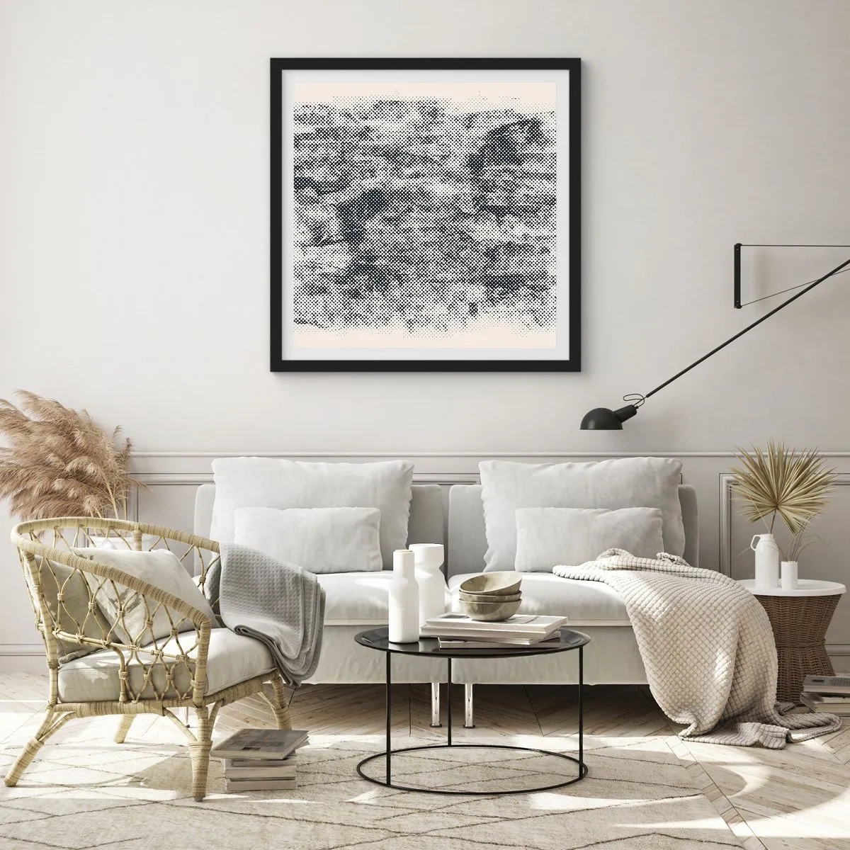 Pôster com moldura preta - Composição nebulosa - 60x60 cm