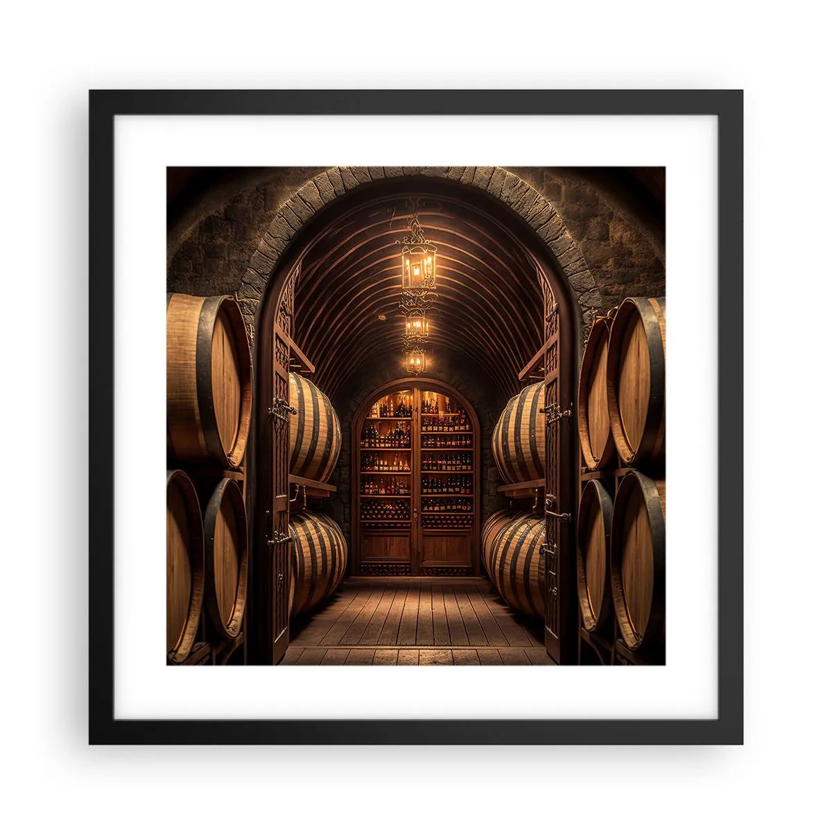 Pôster com moldura preta - Porão atmosférico - 40x40 cm