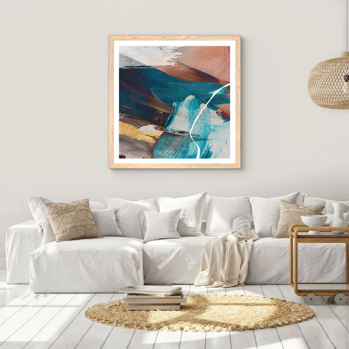 Pôster com moldura de carvalho claro - Com elegância e energia - 30x30 cm