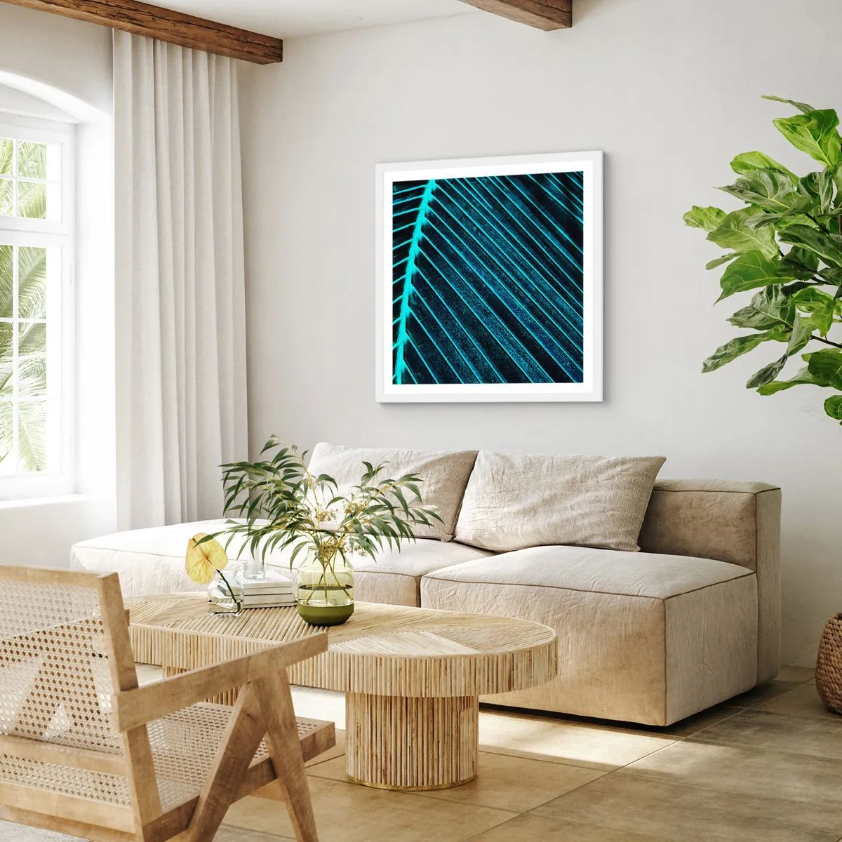 Pôster em moldura branca - Textura verde - 40x40 cm