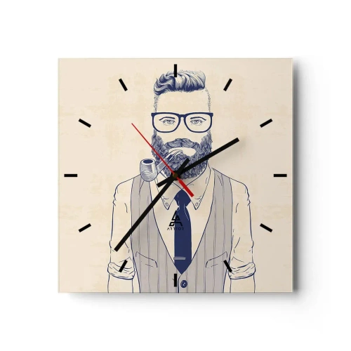 Relógio de parede - Relógio em vidro - Alegre, masculino e elegante - 30x30 cm