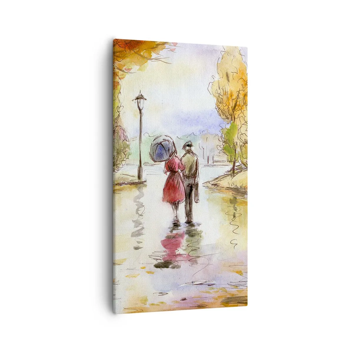 Quadro em tela - Outono romântico no parque - 55x100 cm