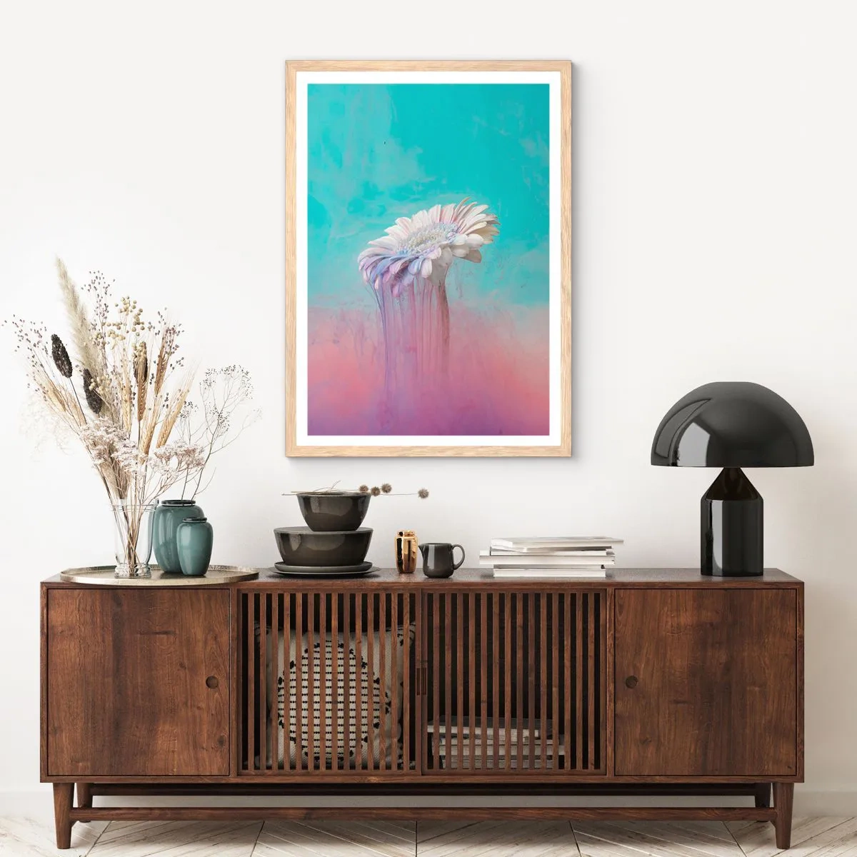 Pôster com moldura de carvalho claro - O submundo das flores - 40x50 cm