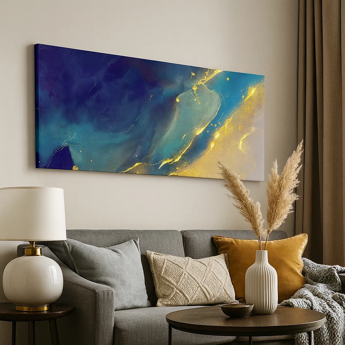 Quadro em tela - Piscina dourada - 30x30 cm