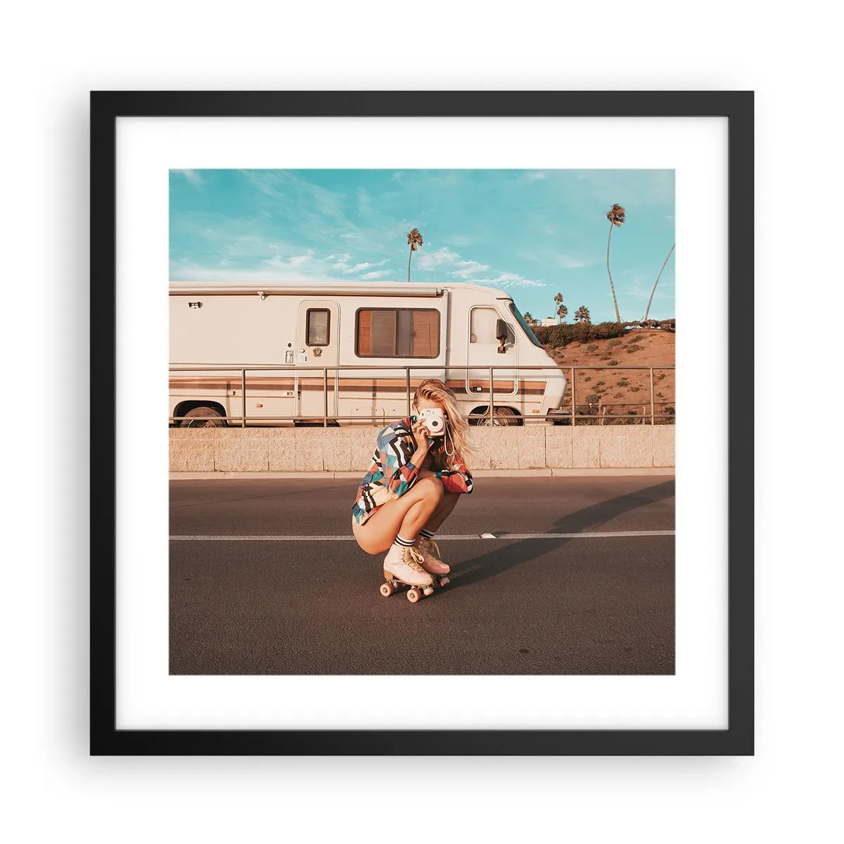 Pôster com moldura preta - Sorria, por favor! - 40x40 cm