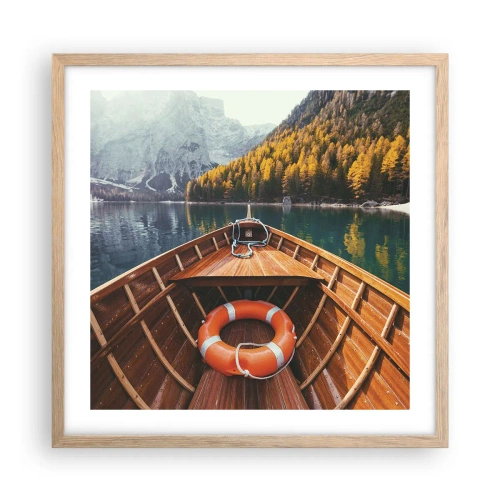 Pôster com moldura de carvalho claro - Excursão na montanha - 50x50 cm