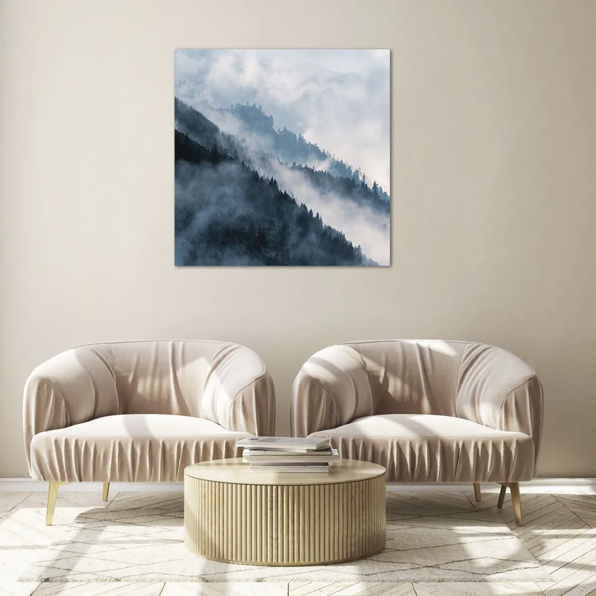 Quadro em vidro - Misticismo das montanhas - 30x30 cm