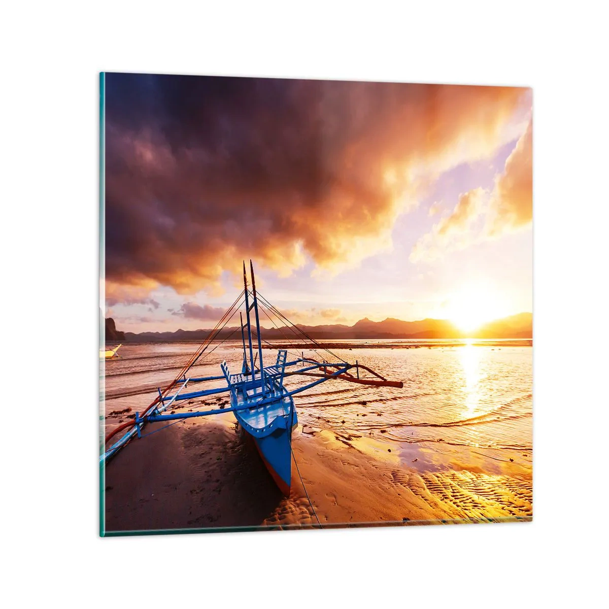 Quadro em vidro - Esticar-se na areia após um longo dia - 50x50 cm