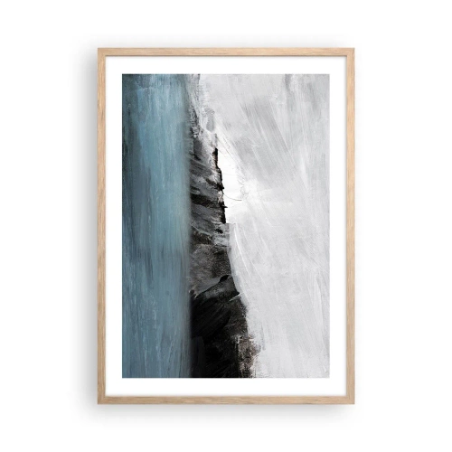 Pôster com moldura de carvalho claro - Água – terra: choque dos elementos - 50x70 cm