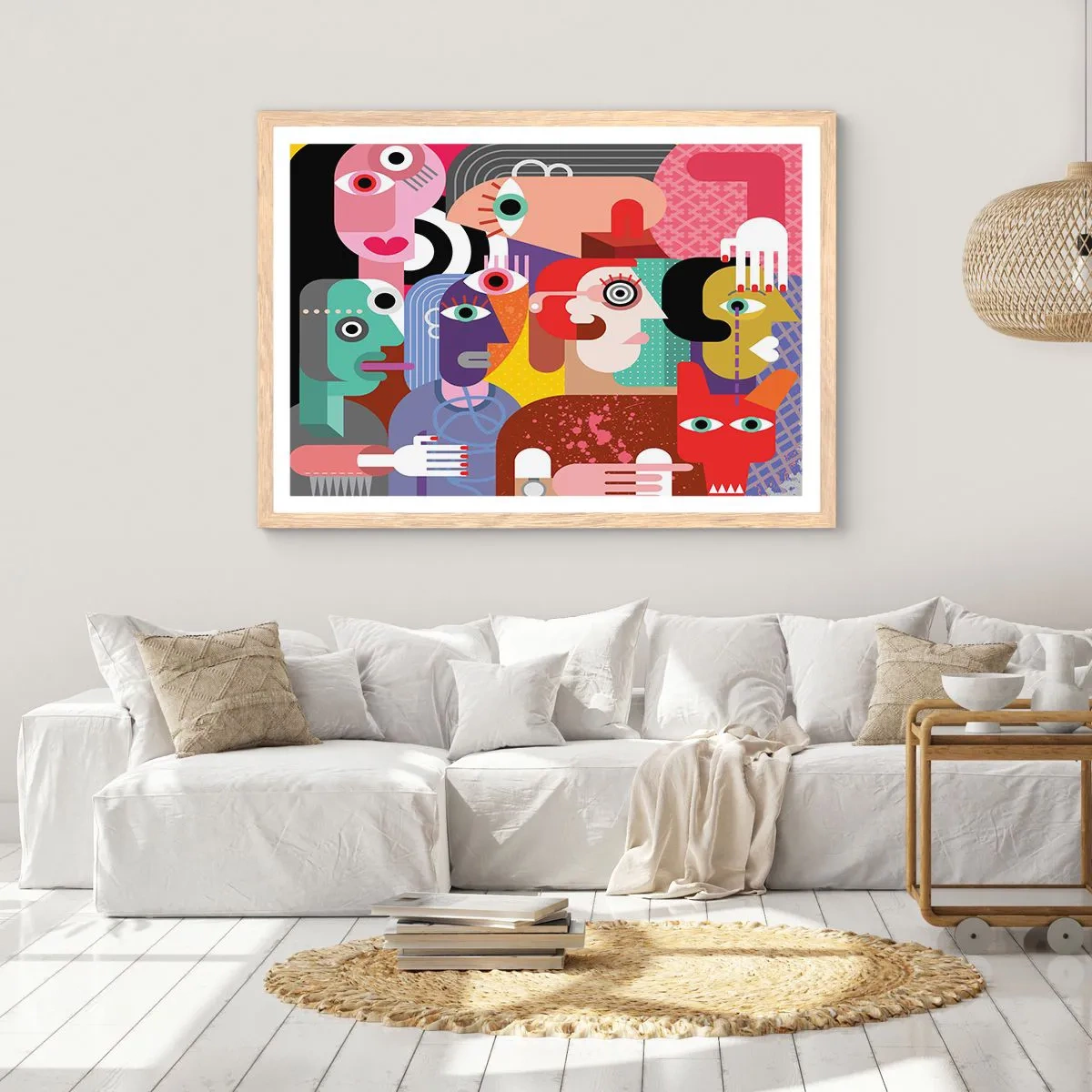 Pôster com moldura de carvalho claro - Viemos da parte do Sr. Picasso - 91x61 cm