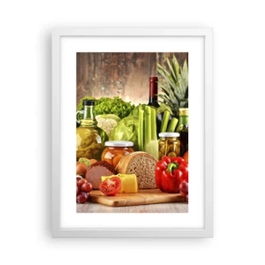 Pôster em moldura branca - Defumados, cozidos, em conserva - 30x40 cm
