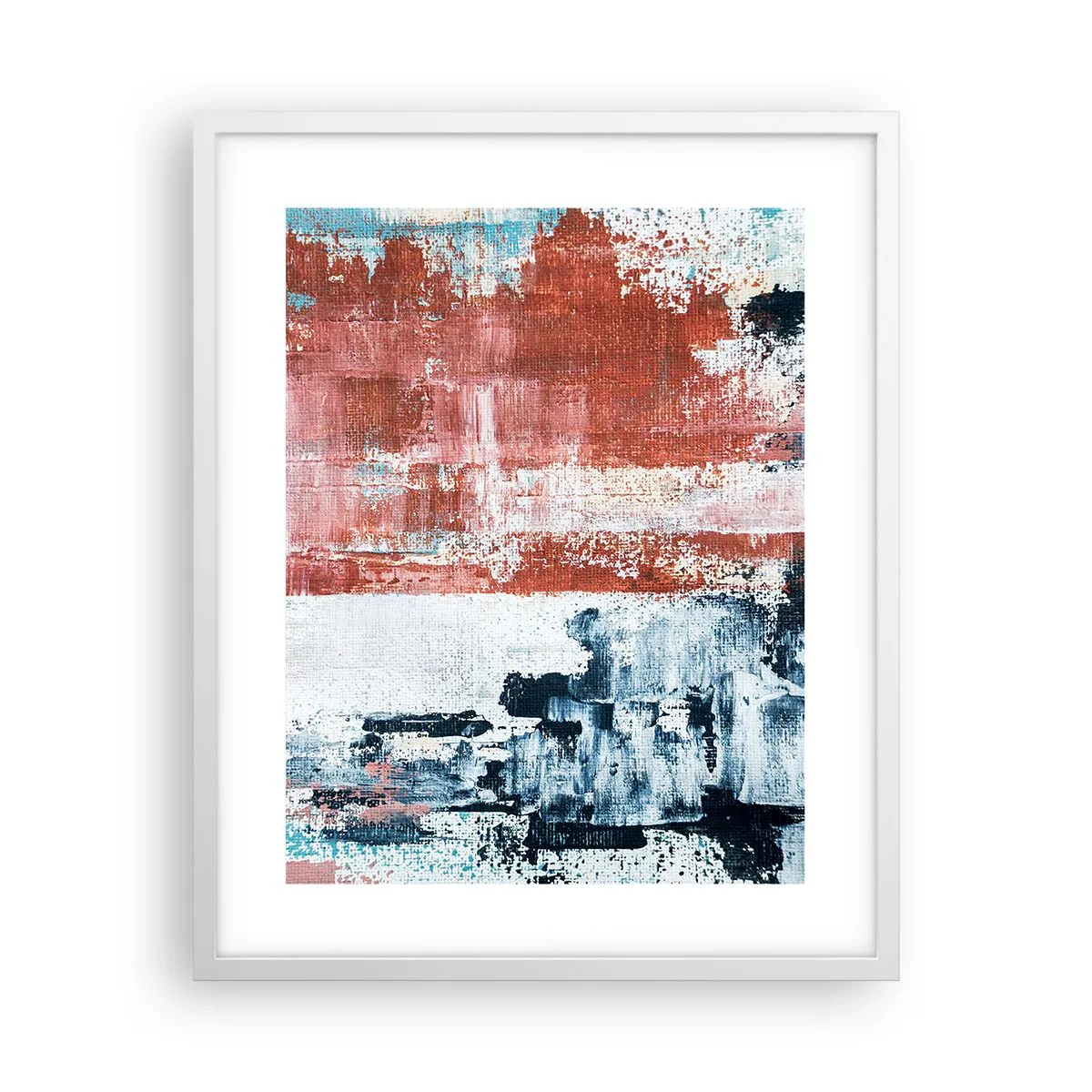 Pôster em moldura branca - Meio a meio abstrato - 40x50 cm