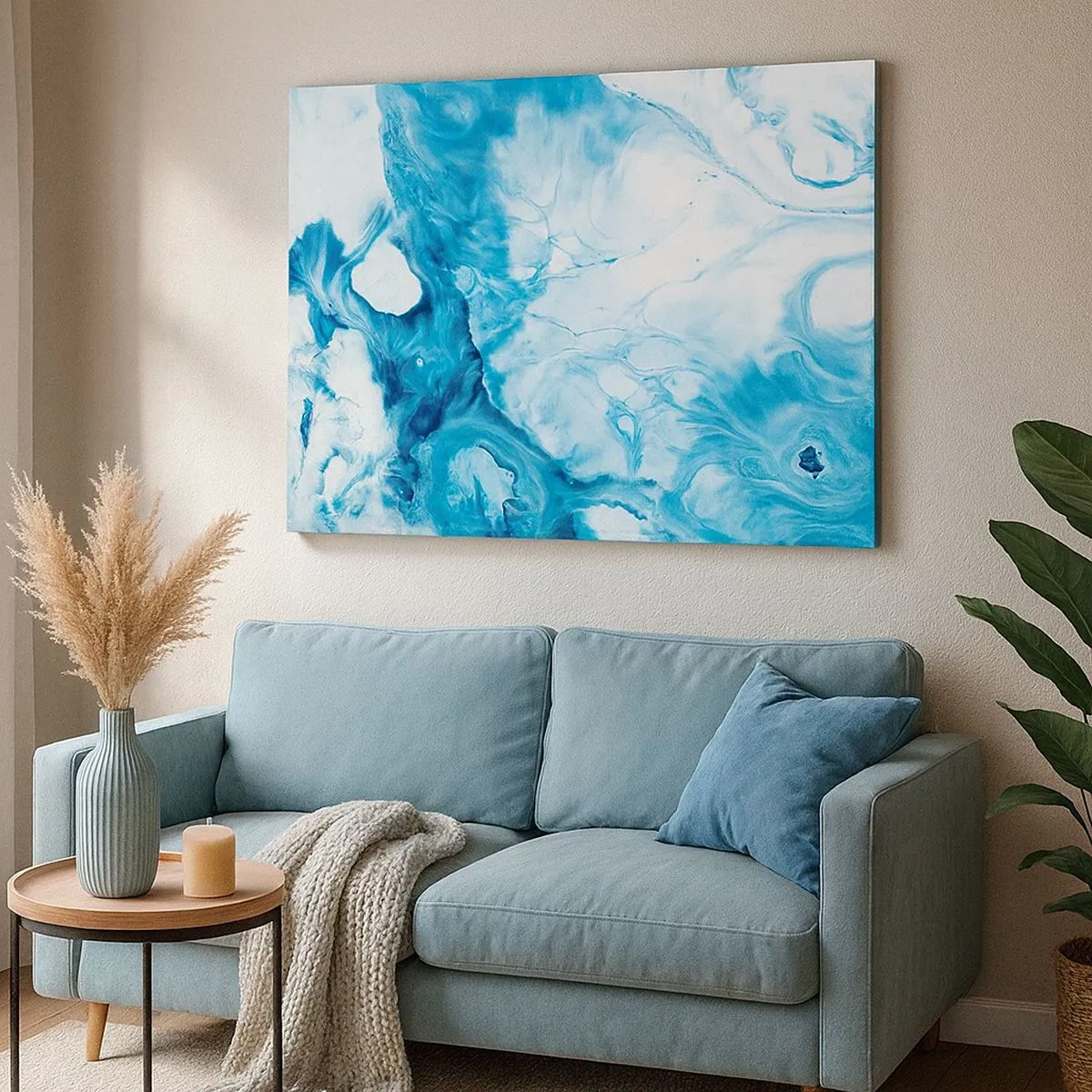 Quadro em tela - Padrão abstrato em tons de azul - 70x50cm - Concerto Azul - Decoração de parede moderna para a sala de estar e quarto ARTTOR