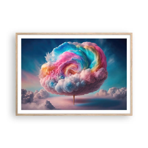 Pôster com moldura de carvalho claro - O sonho de um parque de diversões - 100x70 cm
