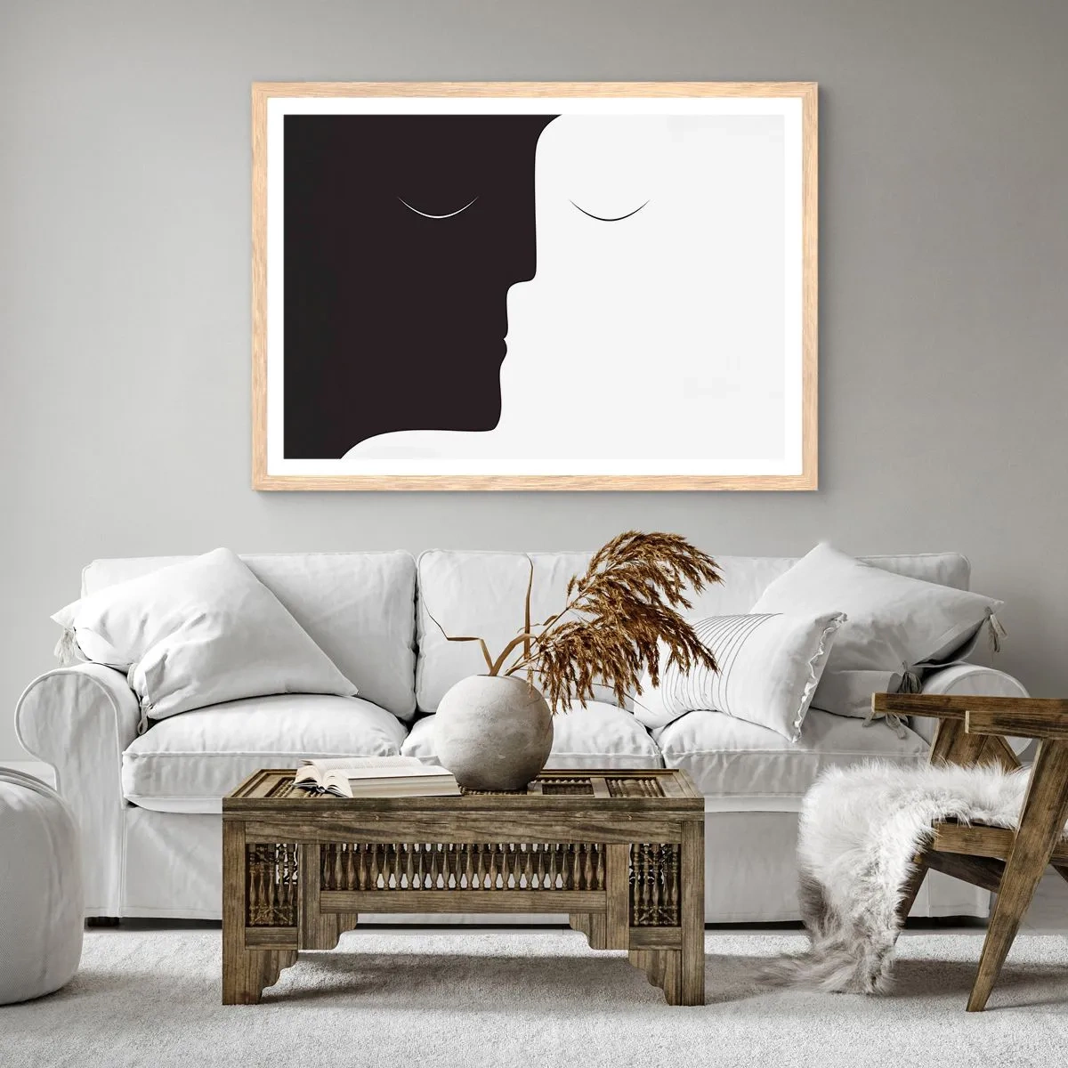 Pôster com moldura de carvalho claro - Unidade de opostos - 70x50 cm