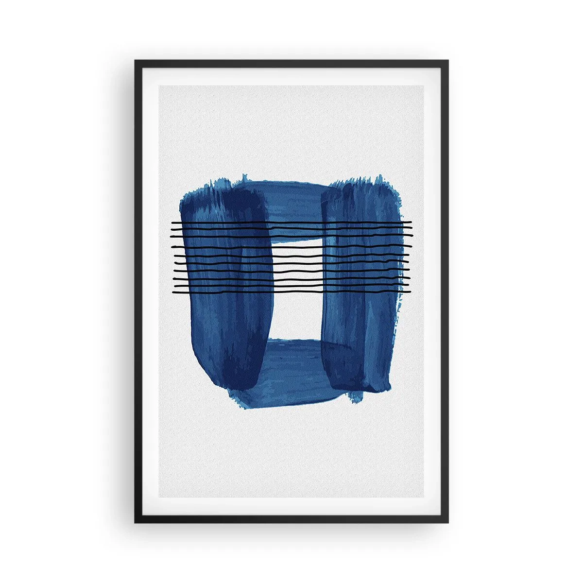 Pôster com moldura preta - Composição azul-negra - 61x91 cm