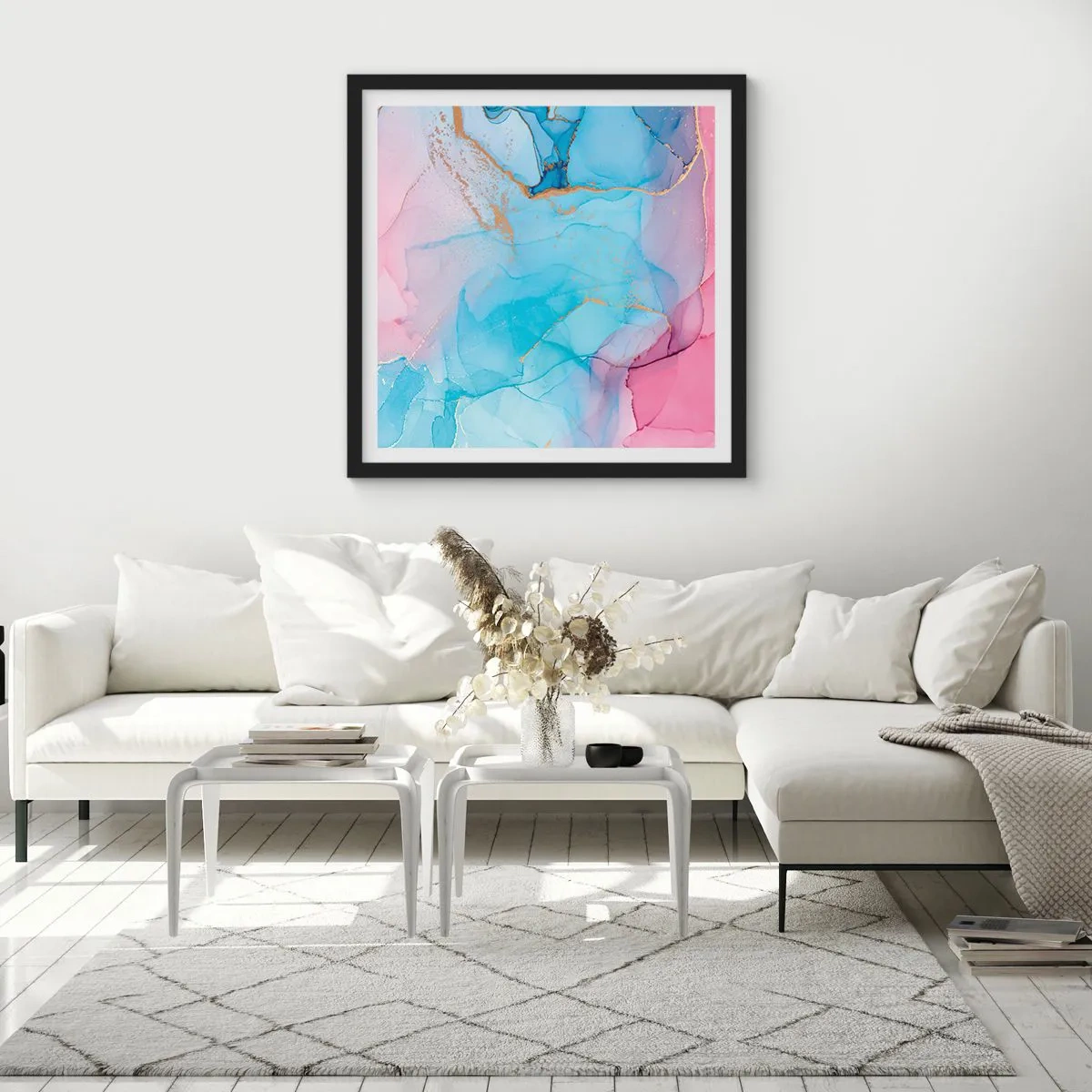 Pôster com moldura preta - Encontro e difusão - 60x60 cm