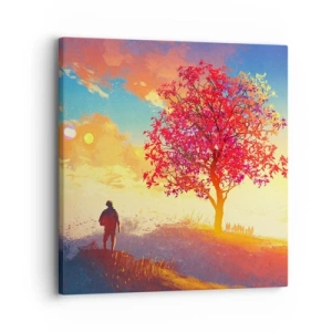 Quadro em tela - O peregrino no seu destino - 30x30 cm