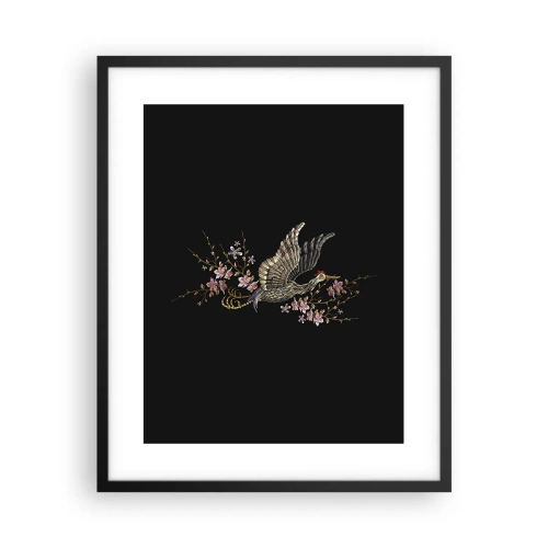 Pôster com moldura preta - Pássaro exótico e bordado - 40x50 cm