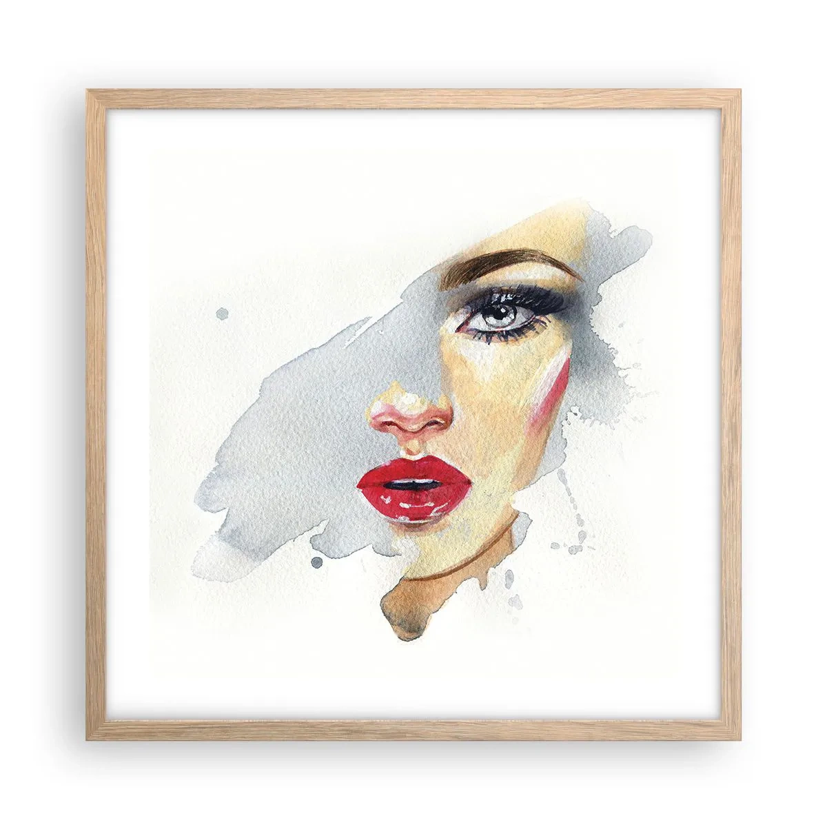 Pôster com moldura de carvalho claro - Reflexão numa gota de água - 50x50 cm