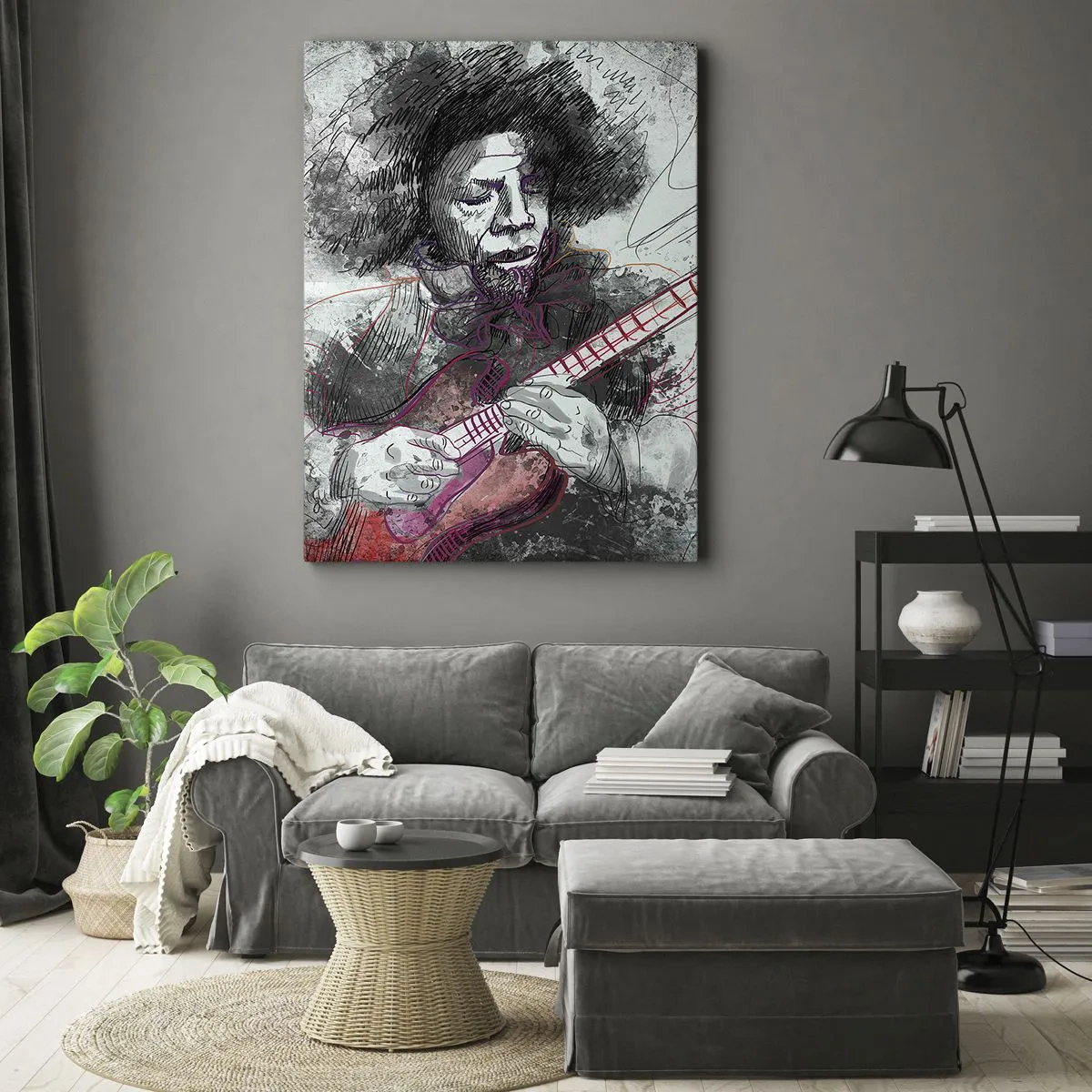 Quadro em tela - Nas ondas da música - 55x100 cm