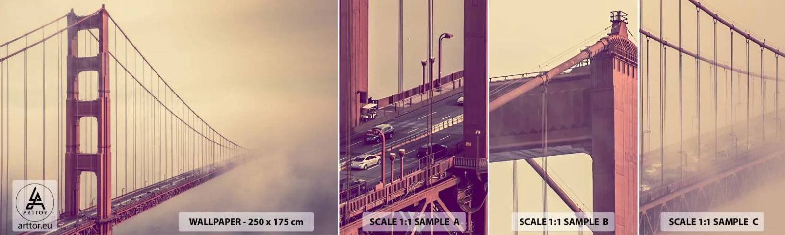 Amostra de papel de parede autocolante Deluxe Sticker - Entre o céu e a terra - Paisagem, Arquitetura, São Francisco - 100x30 cm