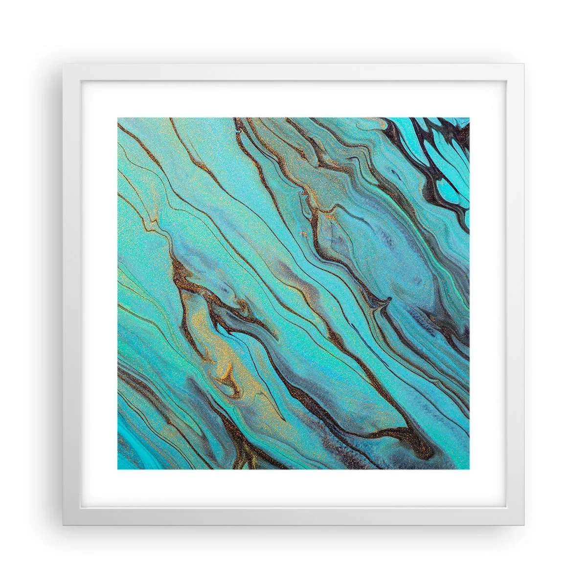 Pôster em moldura branca - Maré Turquesa - 40x40 cm