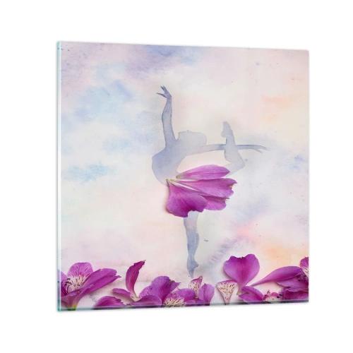 Quadro em vidro - Delicada como uma flor - 30x30 cm