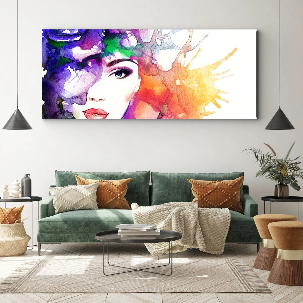 Quadro em tela - Com a cabeça nas nuvens - 90x30 cm