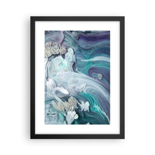 Pôster com moldura preta - Correntes de azul - 30x40 cm