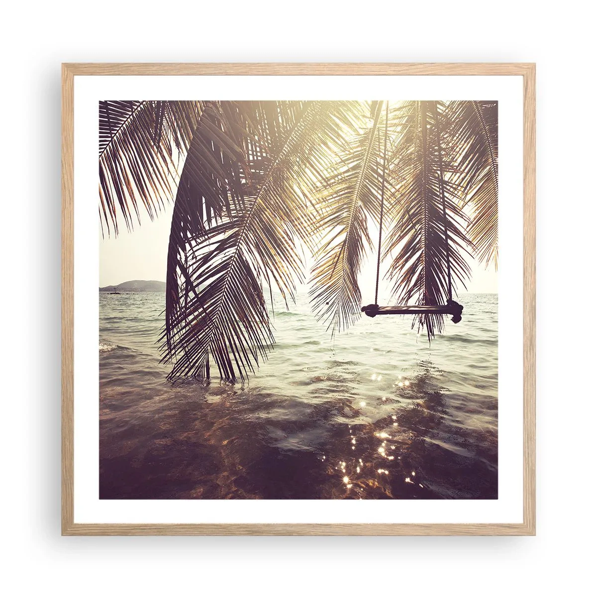 Pôster com moldura de carvalho claro - Deixe-se levar pela imaginação - 60x60 cm