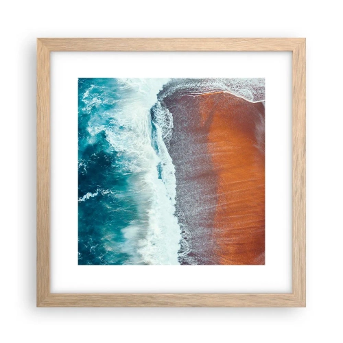 Pôster com moldura de carvalho claro - Toque do oceano - 30x30 cm