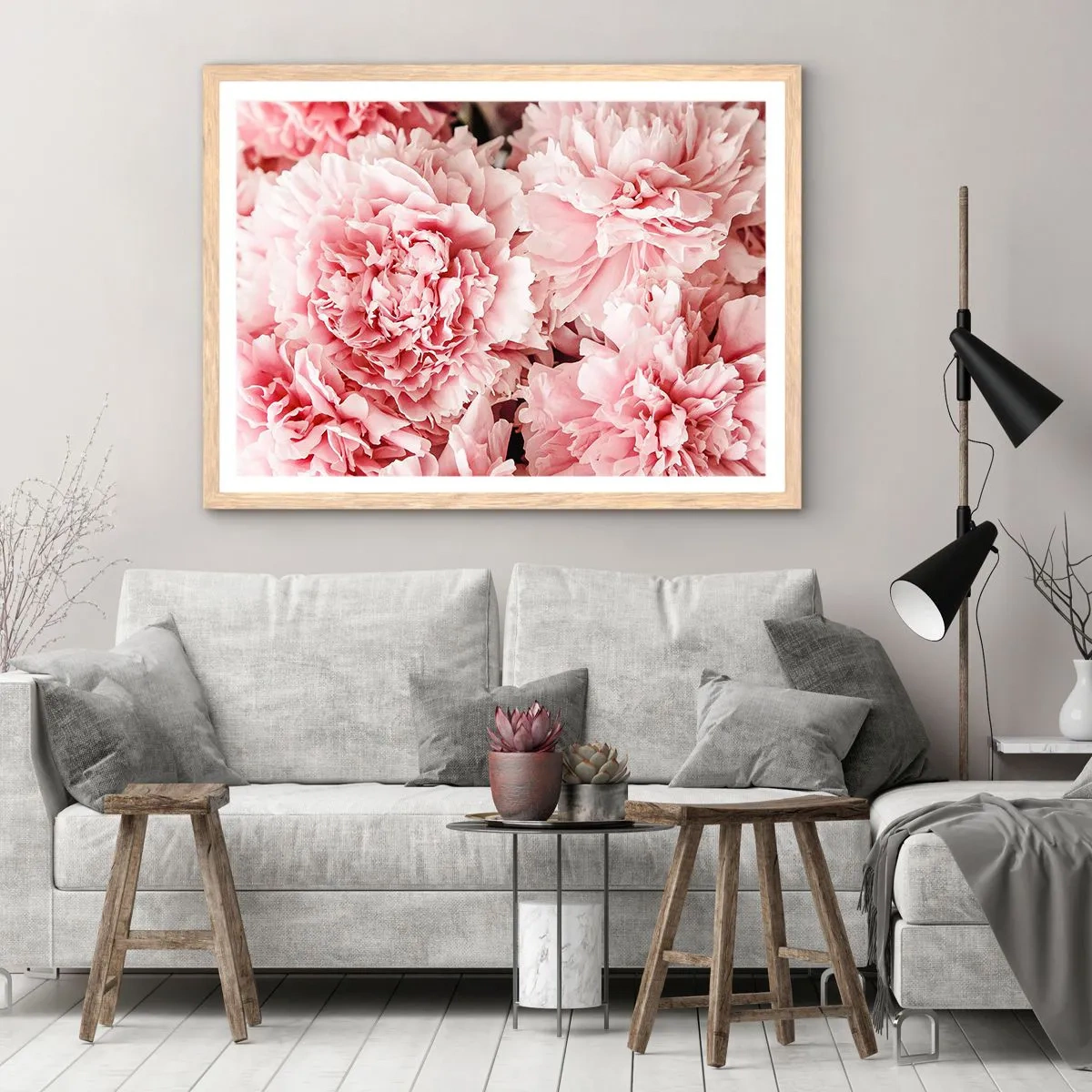 Pôster com moldura de carvalho claro - Sonho rosa - 50x40 cm