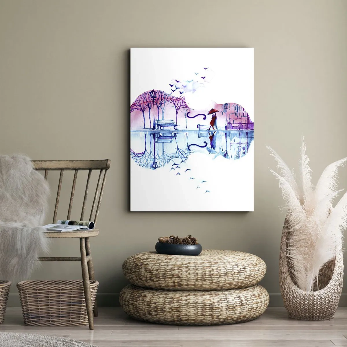 Quadro em tela - Trago-vos cânticos de chuva - 45x80 cm