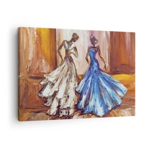 Quadro em tela - Personagens em vestidos de noite em estilo artístico - 70x50cm - Uma bela dupla - Decoração de parede moderna para a sala de estar e quarto ARTTOR