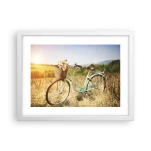 Pôster em moldura branca - Vou ficar aqui por um tempo - 40x30 cm