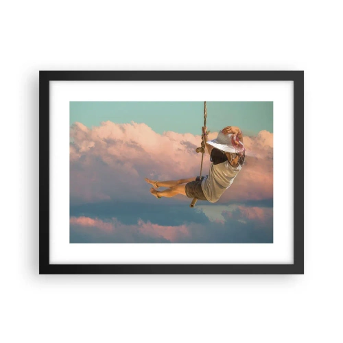 Pôster com moldura preta - Diversão nas nuvens - 40x30 cm