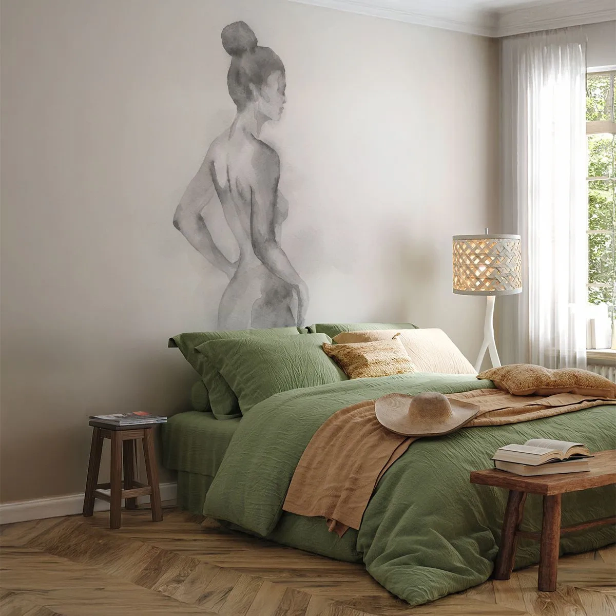 Papel de Parede Autocolante Deluxe Sticker - Linda como uma pintura - Mulher, Corpo, Gráficos - 500x350 cm