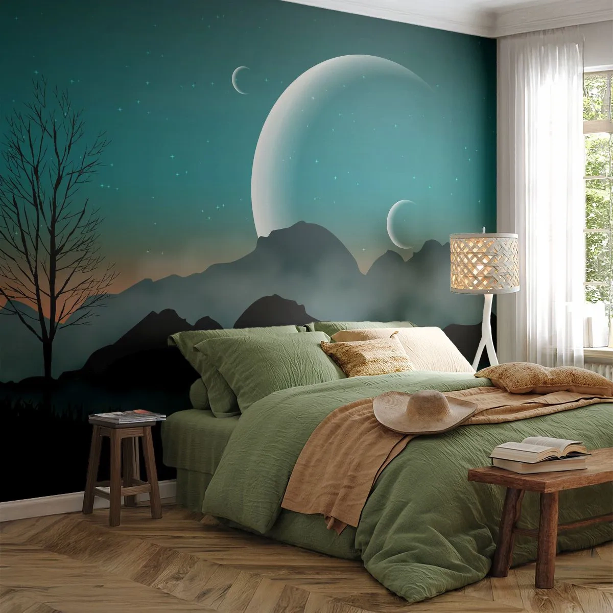 Papel de Parede Standard Eco - Carnaval de uma noite estrelada - Abstração, Paisagem, Montanhas - 400x280 cm