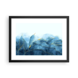 Pôster com moldura preta - Azul dourado - 40x30 cm